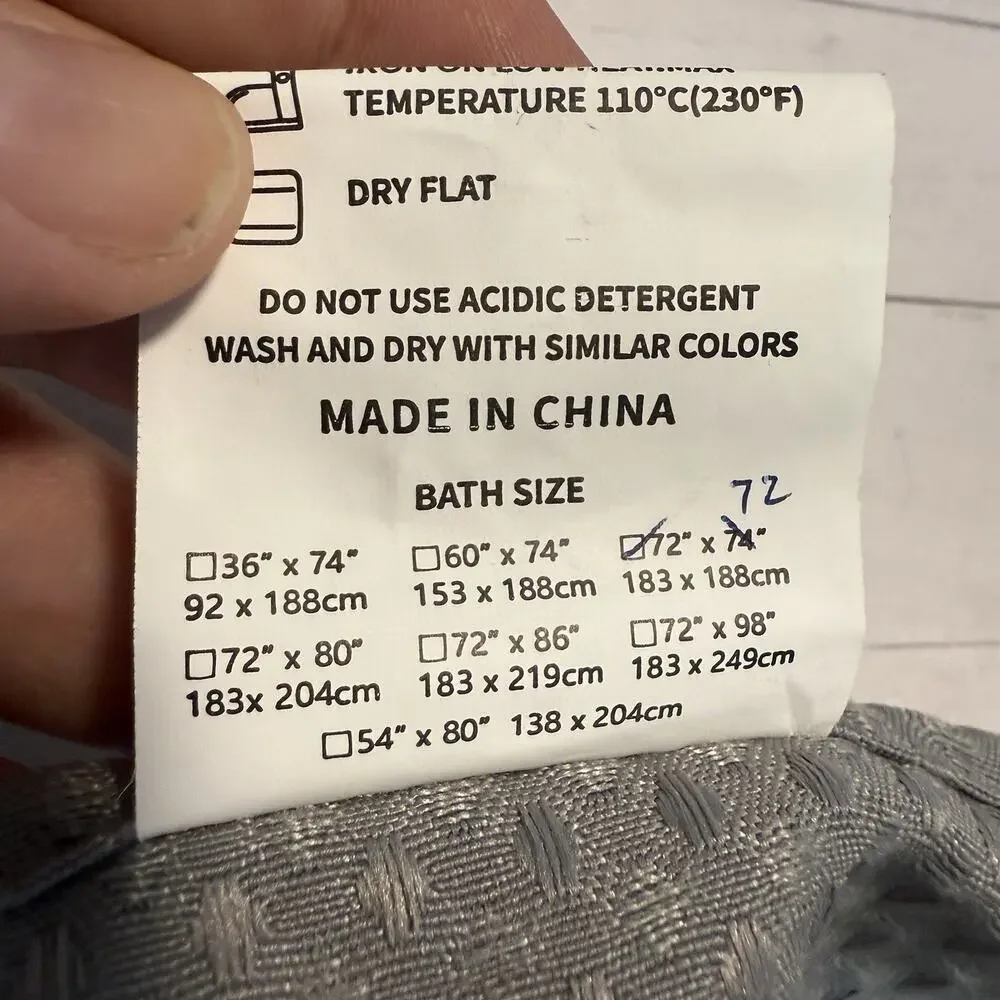 Dynamene Gray Waffle Weave Shower Curtain 72x72 Grommet 100% Polyester